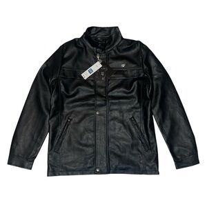 SF Superlative Fashion Italia Black Leather Jacket  Size S NWT
